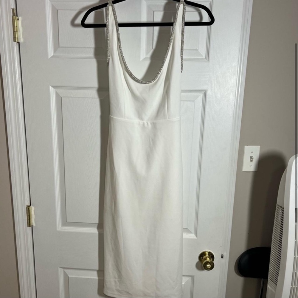 Fashion nova white open back dress